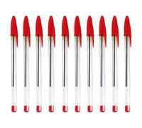 Mindu Paquete de 10 bolígrafos rojos, bolígrafos de escritura de punta media de 1.0 mm para marcar y tomar notas, flujo de tinta suave con barril transparente, bolígrafos rojos de agarre cómodo para