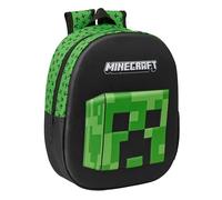 MINECRAFT 3D - Mochila Escolar, con Diseño 3D, Adaptable a Carro, Ideal para Niños de Diferentes Edades, Cómoda y Versátil, Calidad y Resistencia, 27x10x33 cm