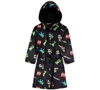 Minecraft Albornoz Niños Creeper Bata Adolescente en Felpa Suave con Capucha Cinturón y Bolsillos Ropa de Dormir Regalos para Niños (13-14 Años, Negro)