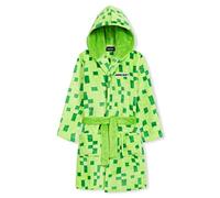 Minecraft Albornoz Niños Creeper Bata Adolescente en Felpa Suave con Capucha Cinturón y Bolsillos Ropa de Dormir Regalos para Niños (7-8 Años, Verde)