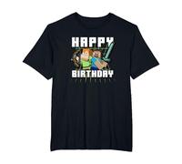 Minecraft Alex & Steve Happy Birthday Camiseta, Hombre Tallas Grandes, Negro, 5X Alto