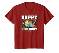 Minecraft Alex & Steve Happy Birthday Camiseta, Niños, Arándano, 6 años