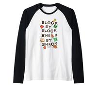 Minecraft Block by Block Snack by Snack Classic Game Icons Camiseta Manga Raglan