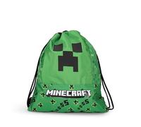 Minecraft - Bolsa con cordón oficial Minecraft, compacta y versátil, ideal para gimnasio, escuela, viajes, merienda, idea de regalo para niños y adolescentes, 34 x 42 cm, verde, Verde, Talla única,