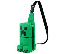 Minecraft Bolso Bandolera Niño con Correa Ajustable Riñonera Adolescente Chico para Viaje Teléfono Dinero (Verde)