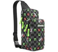 Minecraft Bolso Bandolera Niño con Correa Ajustable Riñonera Adolescente Chico para Viaje Teléfono Dinero (Negro/Multi)