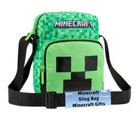 Minecraft Bolso Bandolera Niño y Adolescente con Correa Ajustable, Creeper Bolsos Movil Viajes, Deporte, Gamer Regalos (Verde Creeper 1)