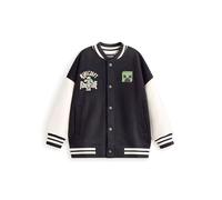 Minecraft Bomber Creeper en Blanco y Negro | Chaqueta universitaria para niños con gráficos Adventure Club | Ropa casual de manga larga Ropa de abrigo | Mercancía