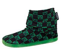 Minecraft Botas de Pantuflas niños Zapatillas de casa para niños Creeper Gamer Forradas de Felpa Negro/Verde 2 UK