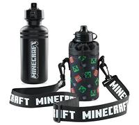 Minecraft Botella Agua Niños con Portabotellas con Correa Ajustable - Cantimplora Niño - Botellas Agua Niños Colegio 550ml - Botella Infantil sin BPA Antigoteo - Botella Agua Reutilizable Niños
