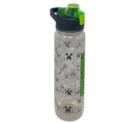 Minecraft - Botella de agua Pop-Up de 1075 ml de Tritan, botella deportiva con apertura de botón y bloqueo de seguridad, gran capacidad para gimnasio, oficina y tiempo libre, solo bebidas frías