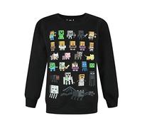 Minecraft Boys Jumper Kids Sprites Creeper Pig Sudadera Negra 7-8 años