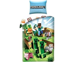 Minecraft Cactus Run Funda Nórdica Cama 90 140x200 + Funda Almohada 70x90 | Ropa de cama reversible | Algodón natural transpirable | Licencia Minecraft | Niños | Regalo | Lavable a máquina