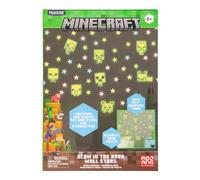 Minecraft - Calcomanía de pared con licencia oficial que brilla en la oscuridad, estrellas, calcomanías de pared para habitación de niños, decoraciones reutilizables, decoración de sala de juegos y