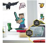 Minecraft - Calcomanías adhesivas para ventana con licencia oficial, decoración de jugadores y regalos para niños y niñas, accesorio reutilizable para juegos de Overworld, acentos para aula o