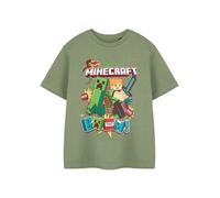 Minecraft Camiseta gráfica para niños con opciones de videojuegos, personajes temáticos, cuello redondo, manga corta, de ajuste holgado, 7-8 años