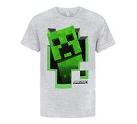 Minecraft Camiseta para niños Green Creeper Kids Top Gris de Manga Corta Mojang 7-8 años