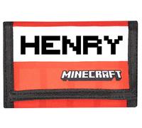 Minecraft - Cartera Personaliza para Niños - Monedero Rojo TNT de Juegos de Video - Tu Nombre en Letras Pixeladas - Regalos Mercancía Oficial