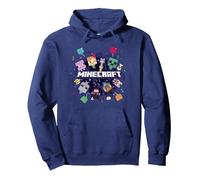 Minecraft Chibi Mobs Party Celebration Logo Sudadera con Capucha, Unisex para Adultos, Azul Marino, S