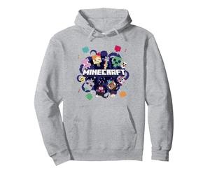 Minecraft Chibi Mobs Party Celebration Logo Sudadera con Capucha, Unisex para Adultos, Gris Jaspeado, L