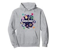 Minecraft Chibi Mobs Party Celebration Logo Sudadera con Capucha, Unisex para Adultos, Gris Jaspeado, S
