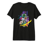Minecraft Chicken Jockey Mob Paint Brush Strokes Background Camiseta Premium