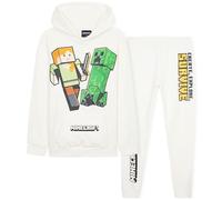 Minecraft Conjunto Chándal Niño - Sudadera con Capucha y Pantalones Niños (Blanco, 11-12 Años)