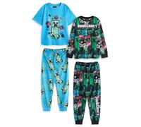Minecraft Conjunto de Pijama para niños, Paquete de 2 | Pack múltiple de Pijamas para niño con Estampado Integral de Grafiti Multicolor | Tops y Partes Inferiores TNT y Creeper