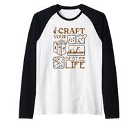 Minecraft Craft Your Best Life Crafting Table Classic Tools Camiseta Manga Raglan