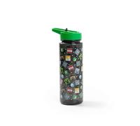 Minecraft Creeper - Botella de agua con pajita de 750 ml, color negro con tapa verde, botella de hidratación abatible con impresión gráfica TNT, vasos unisex para niños, mercancía de Minecrafters