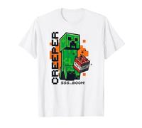 Minecraft Creeper Explosion TNT Poster Camiseta, Hombre, Blanco, L
