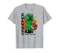 Minecraft Creeper Explosion TNT Poster Camiseta, Hombre, Gris Jaspeado, XXL