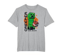 Minecraft Creeper Explosion TNT Poster Camiseta, Hombre Tallas Grandes, Gris Jaspeado, 4X Alto