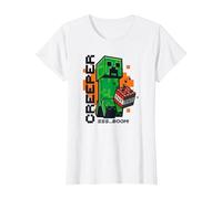 Minecraft Creeper Explosion TNT Poster Camiseta, Mujer, Blanco, L