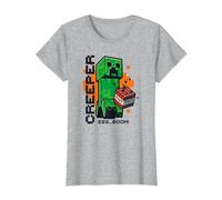 Minecraft Creeper Explosion TNT Poster Camiseta, Mujer, Gris Jaspeado, XXL