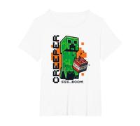 Minecraft Creeper Explosion TNT Poster Camiseta, Mujer Tallas Grandes, Blanco, 3XL Grande