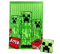 Paladone Minecraft Creeper - Manta de cojín 2 en 1, Manta de Viaje con Licencia Oficial de Microsoft, Manta Plegable Suave y esponjosa, diseño Compacto para decoración de Sala de Estar o Dormitorio