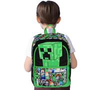 MINECRAFT Creeper RÍGIDA MOCHILA ESCOLAR, ESPACIOSA compartimento para portátil, PARA JUGADOR, GAMER (Verde Minecraft)