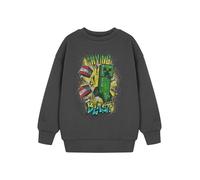 Minecraft Creeper Streetwear - Camiseta de manga larga para niños, camiseta gris con gráfico de dibujos animados, divertido tema explosivo para uso casual, camisa de cuello redondo, ropa de personajes