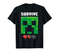 Minecraft Creeper Survive Big Face Hearts Poster Camiseta