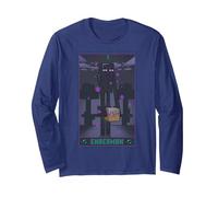 Minecraft Enderman Tarot Manga Larga, Unisex para Adultos, Azul Marino, XXL