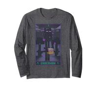 Minecraft Enderman Tarot Manga Larga, Unisex para Adultos, Jaspeado Oscuro, XXL