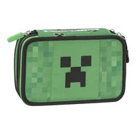Franco Cosimo Panini Minecraft - Estuche Escolar Oficial Minecraft, Estuche con 3 Compartimentos para niño y niña con Juego de papelería, bolígrafos borrables, práctico Cierre de Cremallera, 20 x 13