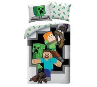 Halantex Juego de cama Minecraft 1 persona 140x200 cm reversible + funda almohada 100% algodón