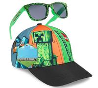 Minecraft Gorra Niño y Gafas de Sol Proteccion UV 100% Creeper Gorra de Béisbol Gafas Sol Verano Regalo para Niños y Adolescentes (6-14 Años, Multi)