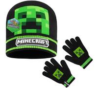 Minecraft Gorros Invierno, Sombrero Pescador o Set Gorro y Guantes con o sin Braga Cuello, Accesorios de Invierno, 6-14 Años (6-14 Años, Negro Sombrero & Guantes)