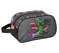 MINECRAFT GRAFFITI - Neceser Escolar Infantil Mediano con Asa, Neceser Infantil, Adaptable a Carro, Fácil Limpieza, Cómodo y Versátil, Calidad y Resistencia, 26x12x15 cm