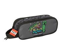 MINECRAFT GRAFFITI - Portatodo Doble Niño, Estuche Infantil, Estuche Niño, Ideal para Niños en Edad Escolar, Cómodo y Versátil, Calidad y Resistencia, 21x6x8 cm