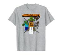Minecraft Group Shot Halloween Enemies Attack Camiseta, Hombre, Gris Jaspeado, XXL