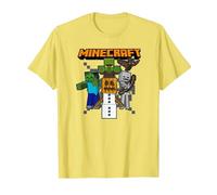 Minecraft Group Shot Halloween Enemies Attack Camiseta, Hombre, Limón, XXL